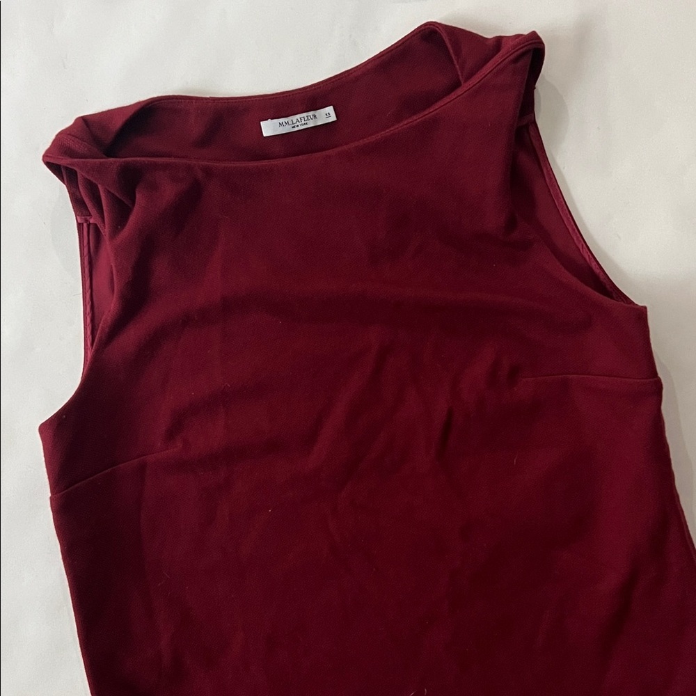 M.M. Lafleur Sadie 2.0 Maroon Red Classy Twist Shoulder Blouse Top XS - Picture 6 of 9